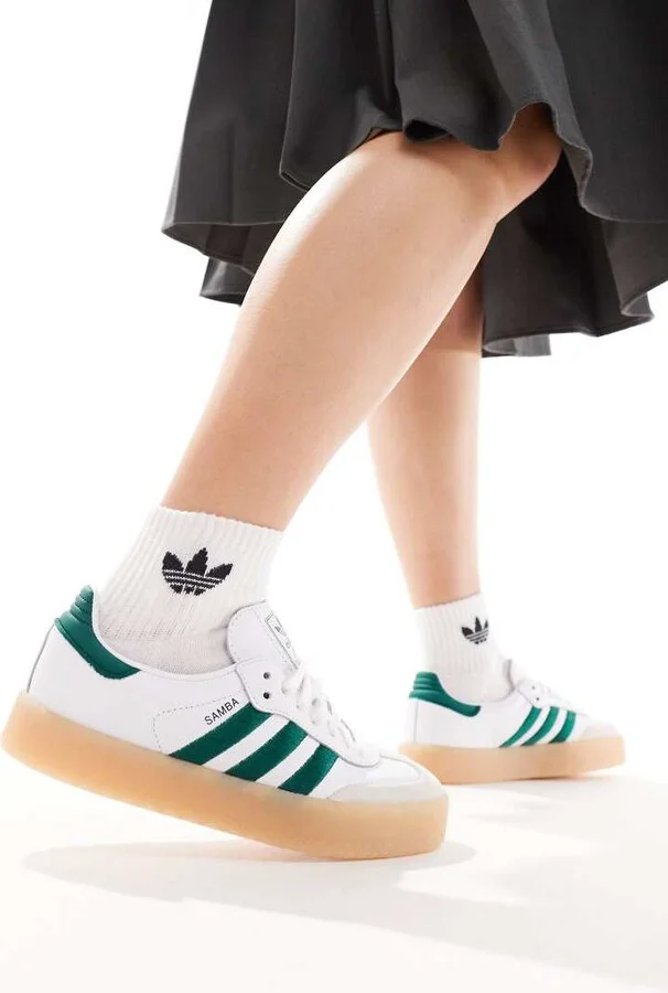 adidas Originals Sambae sneakers in white and green - Image 3