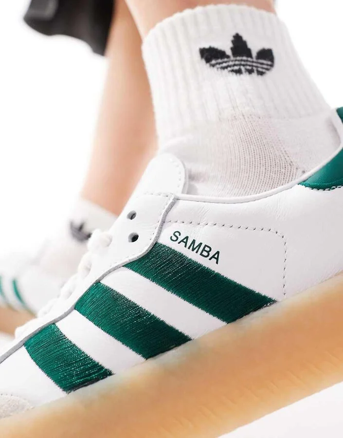 adidas Originals Sambae sneakers in white and green - Image 4