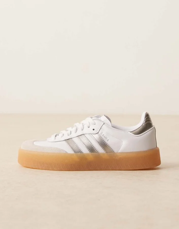 adidas Originals Sambae sneakers in white and silver - Image 2