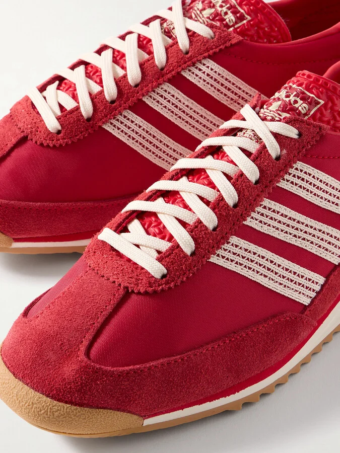 adidas Originals - Sl 72 Crochet-trimmed Shell And Suede Sneakers - Red - Image 4