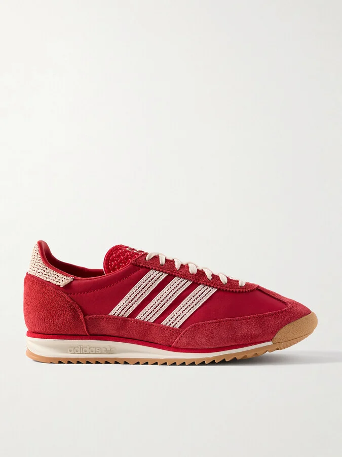 adidas Originals - Sl 72 Crochet-trimmed Shell And Suede Sneakers - Red