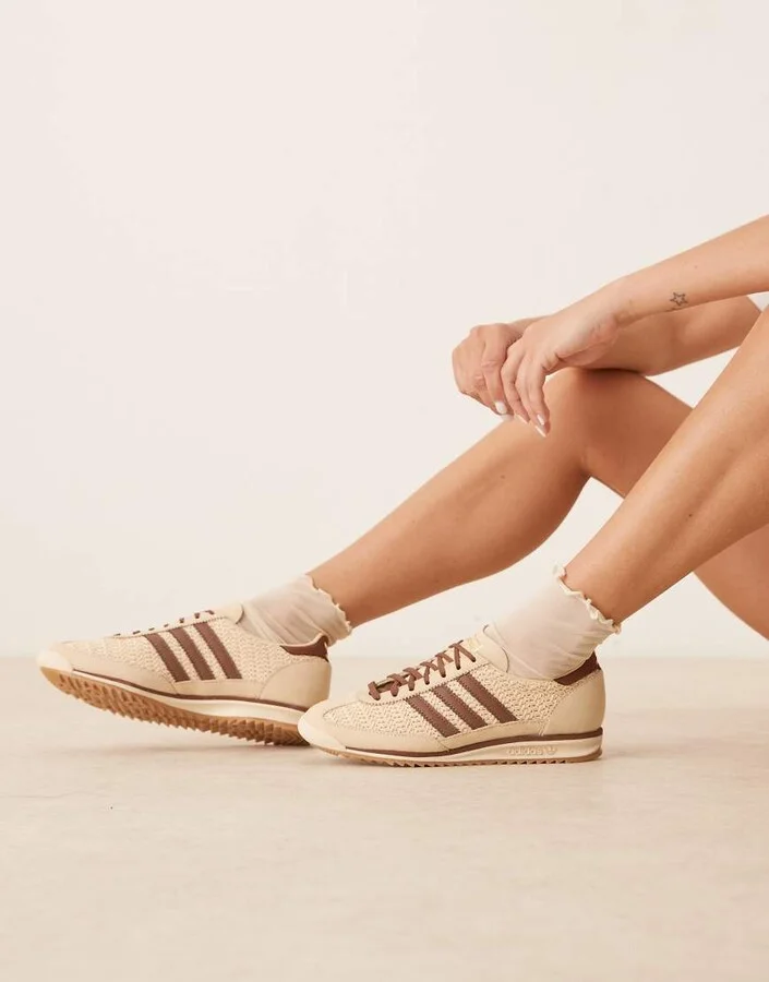 adidas Originals SL 72 OG sneakers with crochet detailing in beige