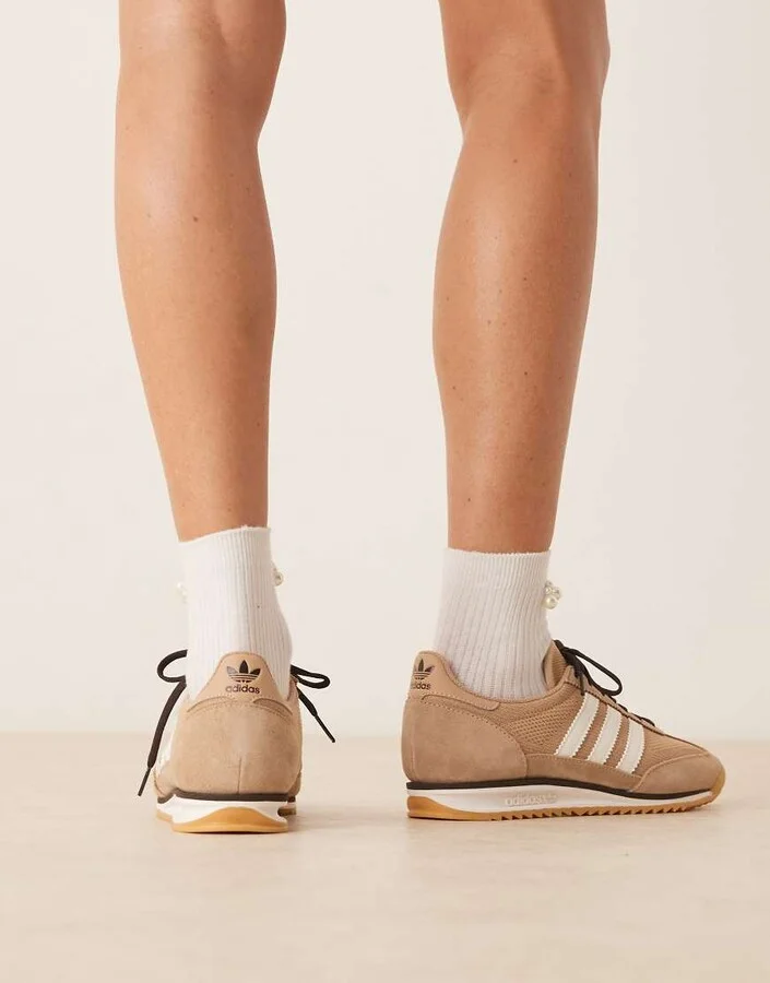 adidas Originals SL 72 OG sneakers with knit detailing in beige - Image 3