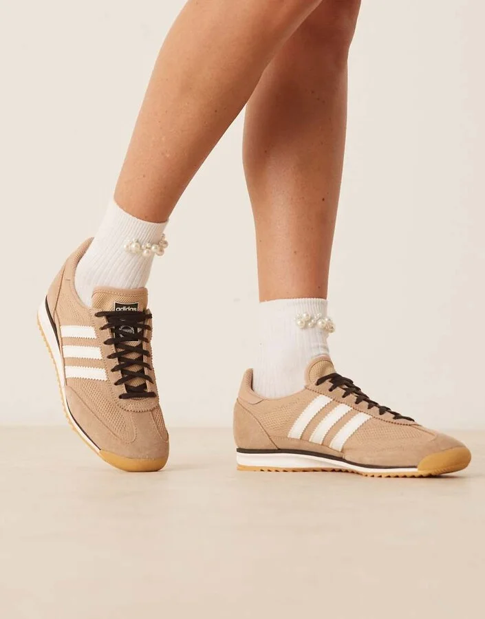 adidas Originals SL 72 OG sneakers with knit detailing in beige