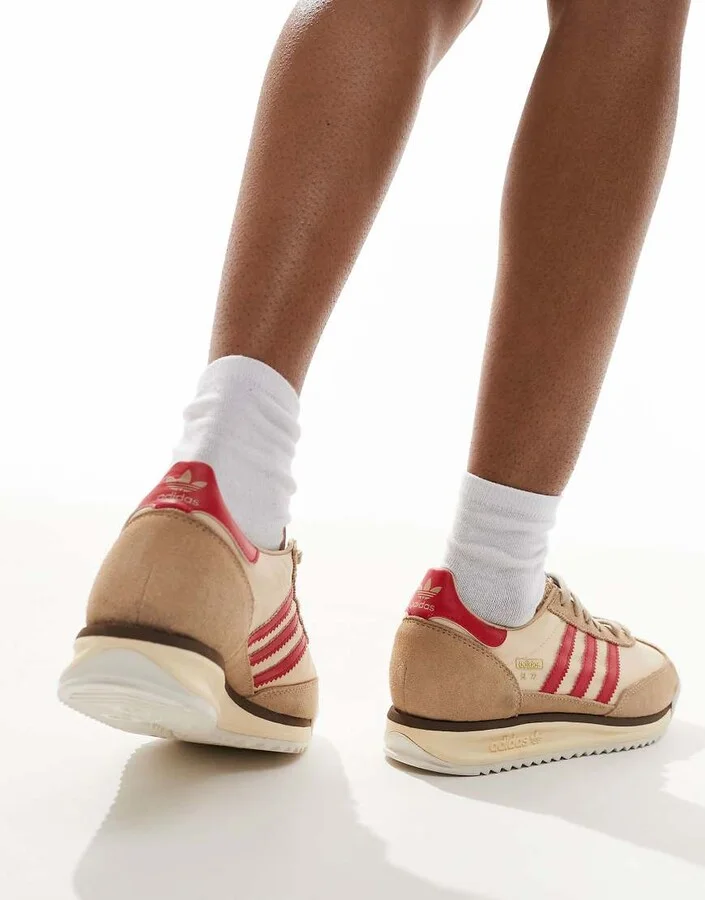 adidas Originals SL 72 RS sneakers in beige and red - Image 3