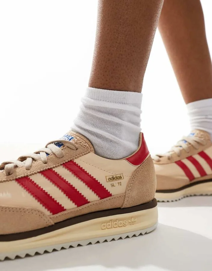 adidas Originals SL 72 RS sneakers in beige and red - Image 4
