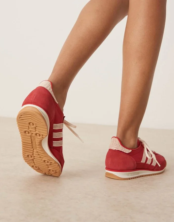 adidas Originals SL72 OG sneakers in red with crochet detailing - Image 3
