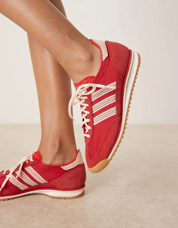 adidas Originals SL72 OG sneakers in red with crochet detailing - Image 4