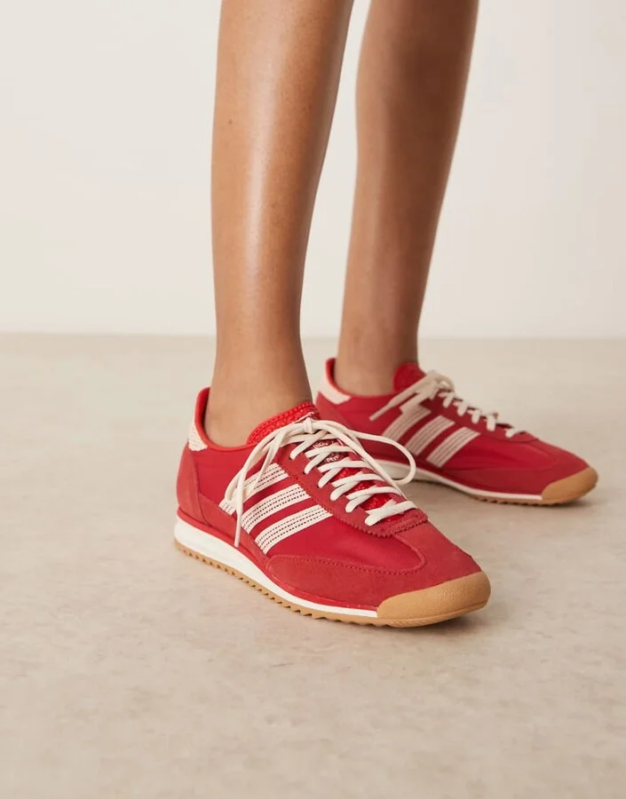 adidas Originals SL72 OG sneakers in red with crochet detailing