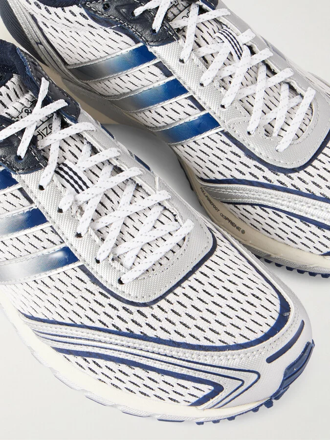 adidas Originals - + Sporty & Rich Adizero Adios Rubber And Leather-trimmed Mesh Sneakers - Blue - Image 4