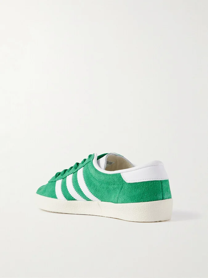 adidas Originals - + Sporty & Rich Blanc Leather-trimmed Embellished Suede Sneakers - Green - Image 3