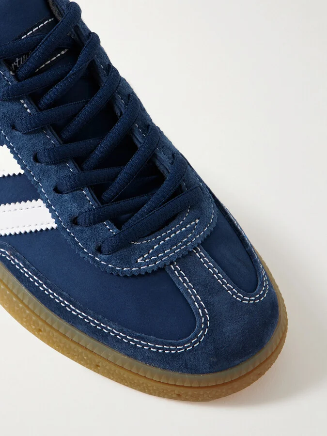 adidas Originals - + Sporty & Rich Handball Spezial Leather-trimmed Suede And Nubuck Sneakers - Blue - Image 4