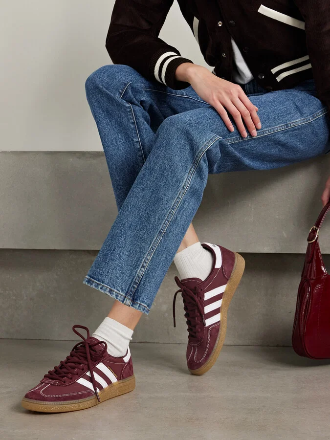 adidas Originals - + Sporty & Rich Handball Spezial Leather-trimmed Suede And Nubuck Sneakers - Burgundy - Image 2