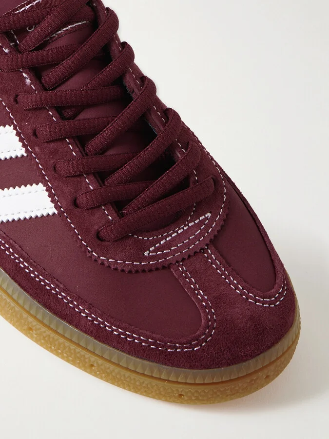 adidas Originals - + Sporty & Rich Handball Spezial Leather-trimmed Suede And Nubuck Sneakers - Burgundy - Image 4