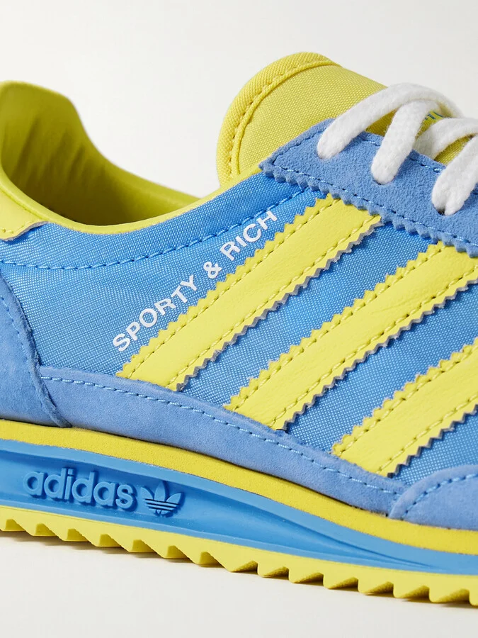 adidas Originals - + Sporty & Rich Sl 72 Leather And Suede-trimmed Mesh Sneakers - Blue - Image 4