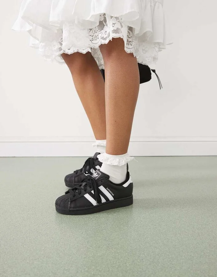adidas Originals Superstar II sneakers in black and white