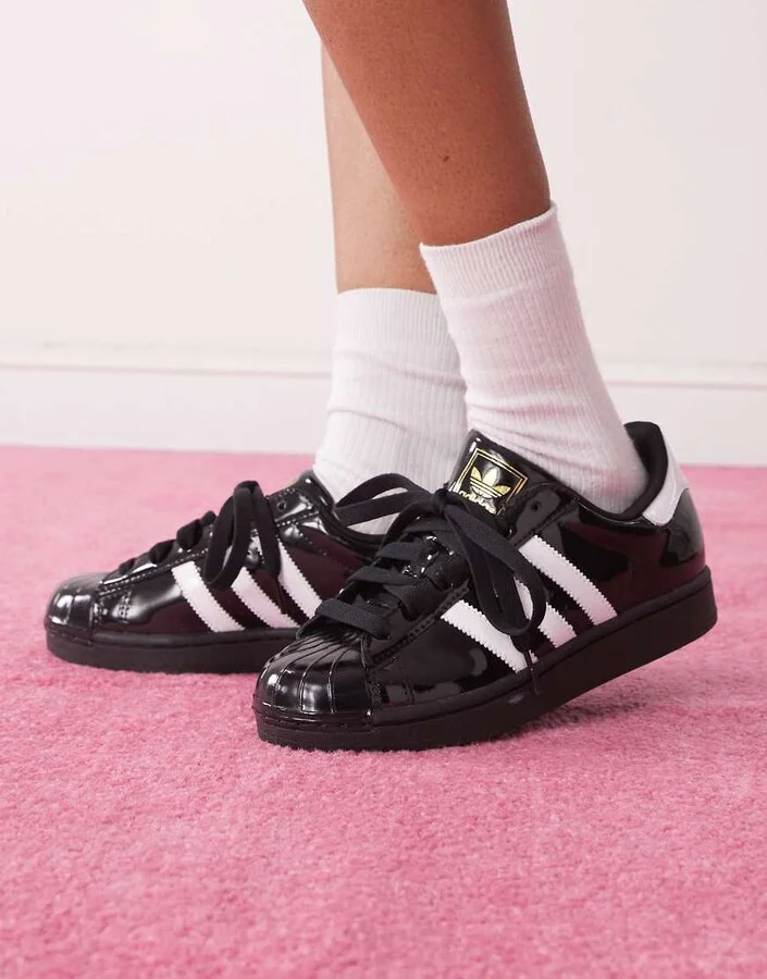 adidas Originals Superstar II sneakers in black patent