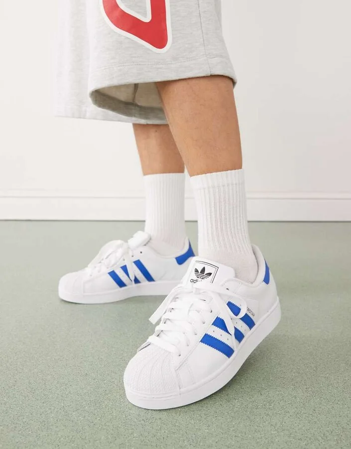 adidas Originals Superstar II sneakers in white and blue