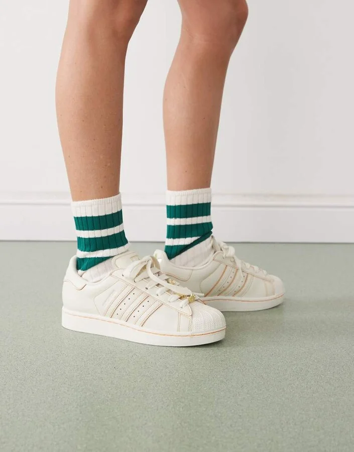 adidas Originals Superstar II sneakers with jewel detailing in off white