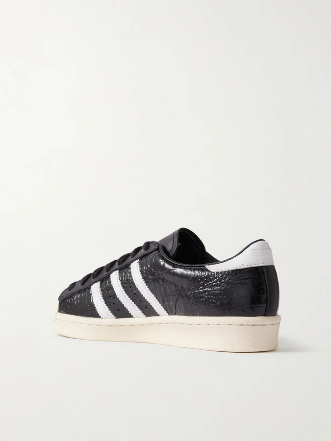adidas Originals - Superstar Vintage Croc-effect Leather Sneakers - Black - Image 3