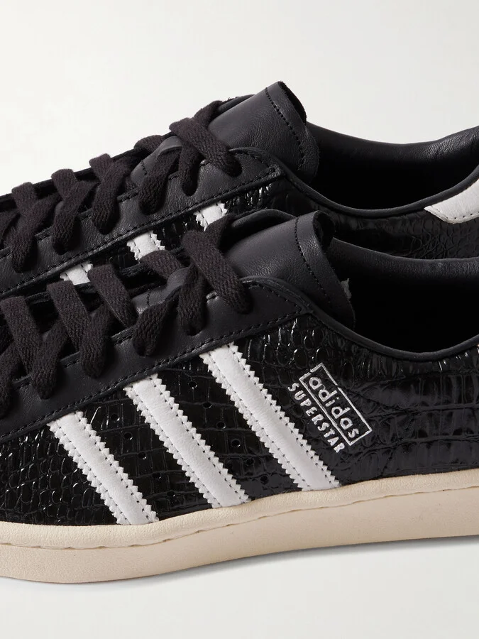 adidas Originals - Superstar Vintage Croc-effect Leather Sneakers - Black - Image 4