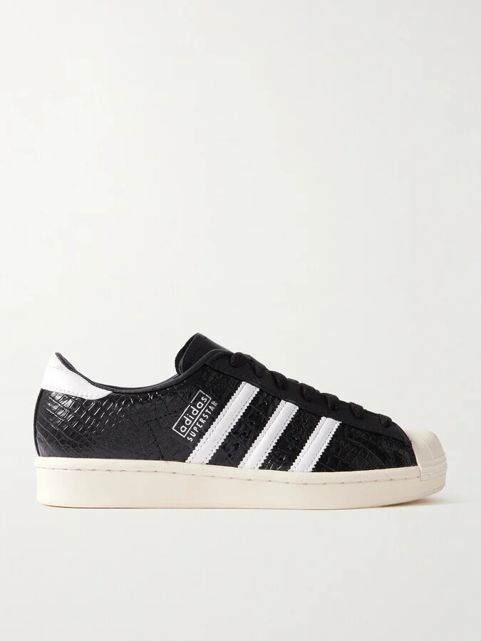 adidas Originals - Superstar Vintage Croc-effect Leather Sneakers - Black