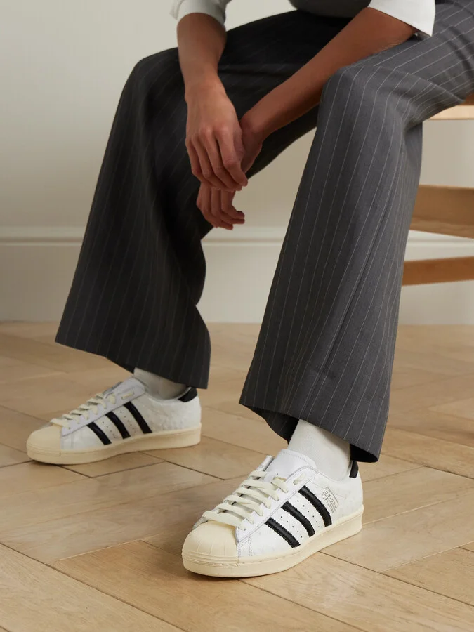 adidas Originals - Superstar Vintage Ostrich-effect Leather Sneakers - White - Image 2