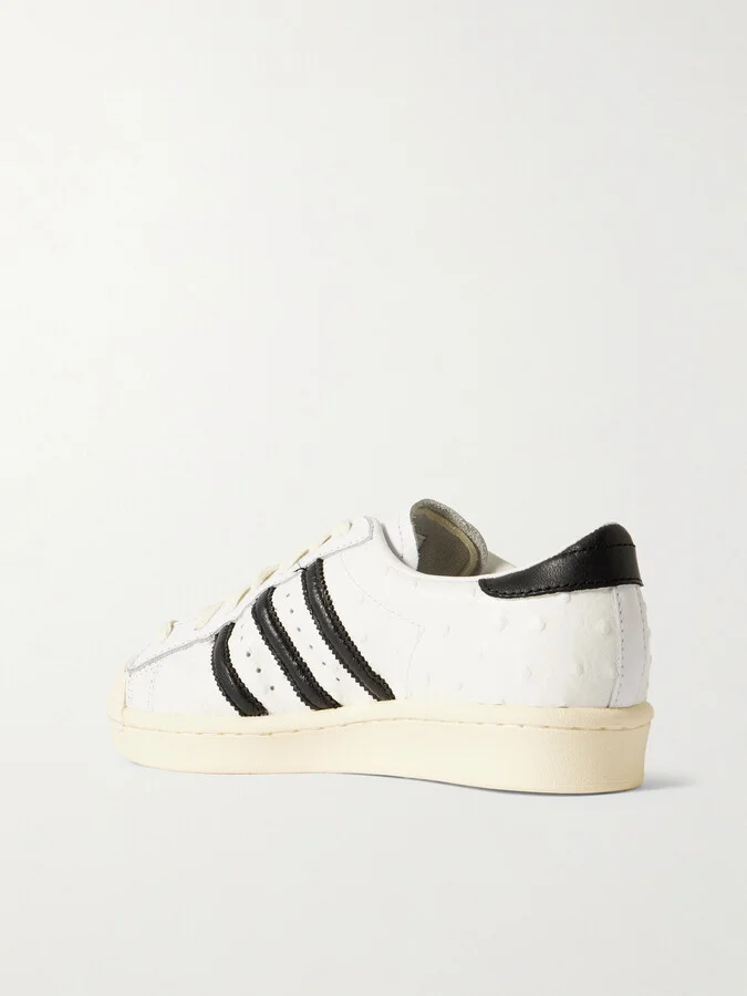 adidas Originals - Superstar Vintage Ostrich-effect Leather Sneakers - White - Image 3