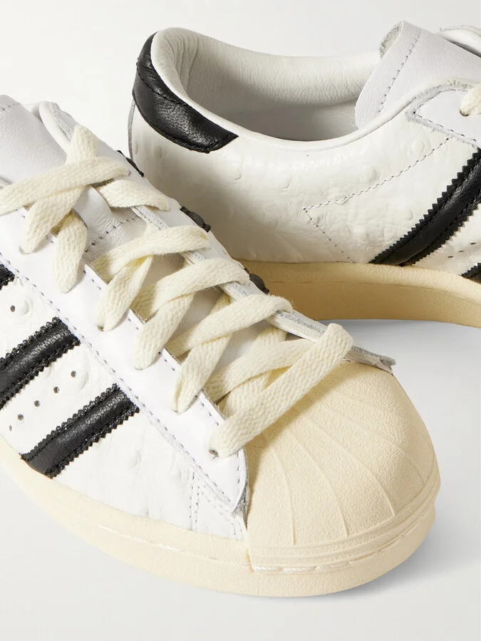 adidas Originals - Superstar Vintage Ostrich-effect Leather Sneakers - White - Image 4