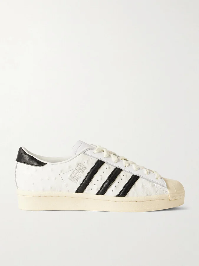 adidas Originals - Superstar Vintage Ostrich-effect Leather Sneakers - White