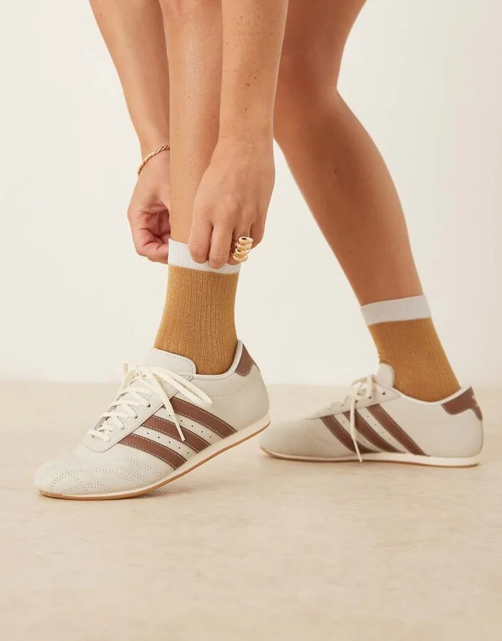 adidas Originals Taekwondo lace sneakers in off white and brown