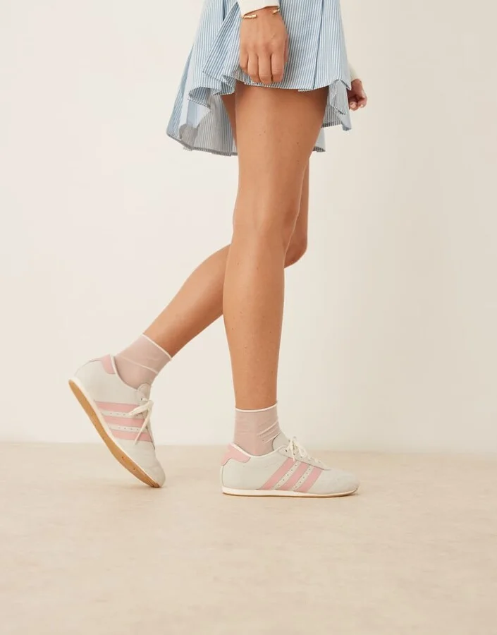 adidas Originals Taekwondo lace sneakers in off white and pink