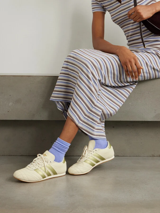 adidas Originals - Taekwondo Metallic Striped Leather Sneakers - Cream - Image 2