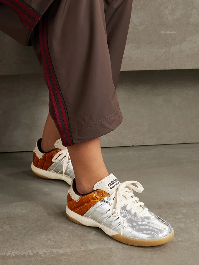 adidas Originals - + Wales Bonner Samba Millennium Paneled Croc-effect And Metallic Leather Sneakers - Silver - Image 2
