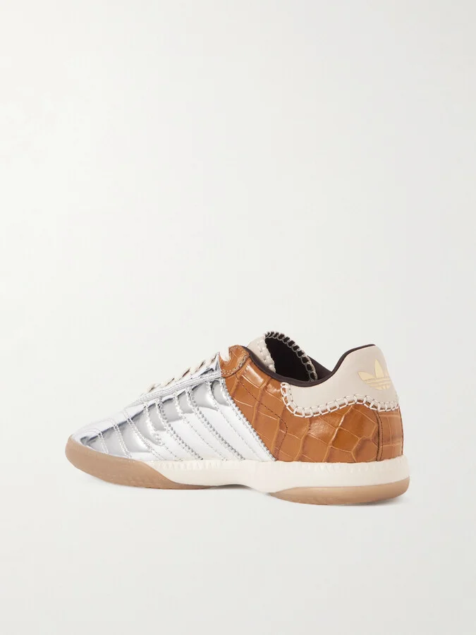 adidas Originals - + Wales Bonner Samba Millennium Paneled Croc-effect And Metallic Leather Sneakers - Silver - Image 3