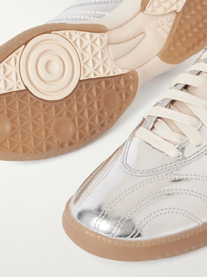 adidas Originals - + Wales Bonner Samba Millennium Paneled Croc-effect And Metallic Leather Sneakers - Silver - Image 4