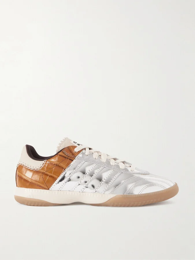 adidas Originals - + Wales Bonner Samba Millennium Paneled Croc-effect And Metallic Leather Sneakers - Silver