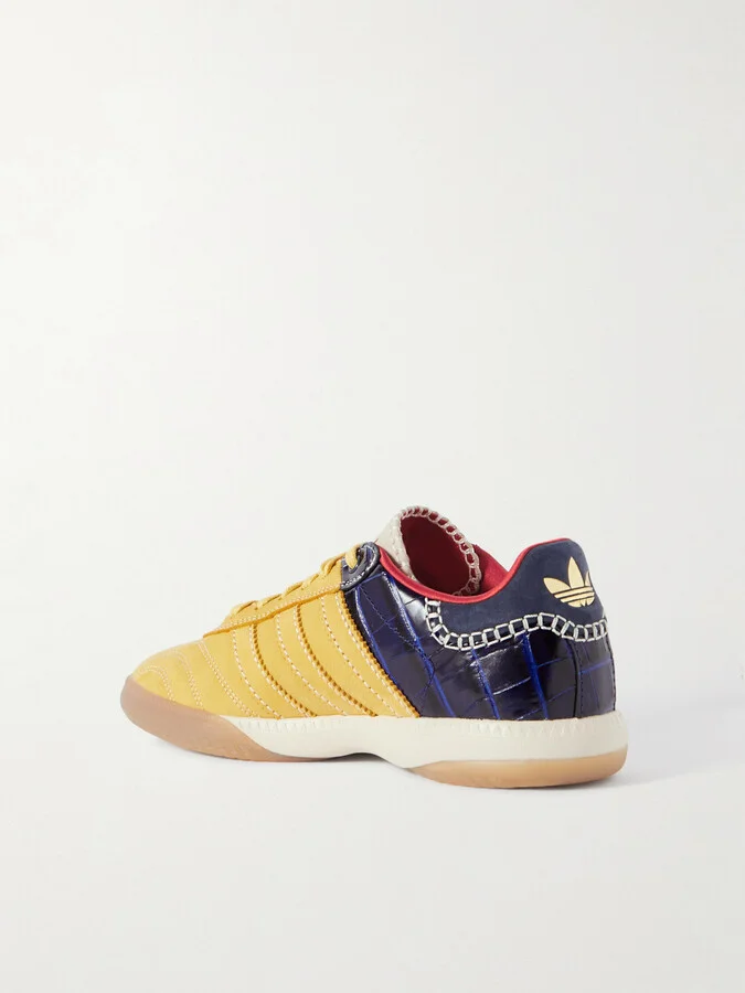 adidas Originals - + Wales Bonner Samba Millennium Paneled Suede And Croc-effect Leather Sneakers - Yellow - Image 3