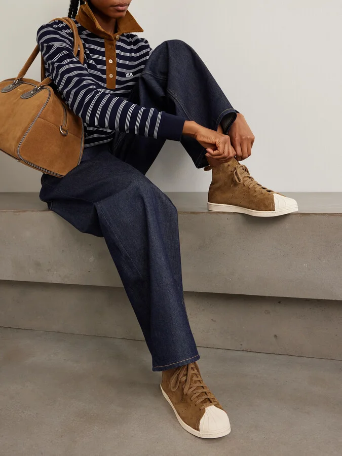 adidas Originals - + Wales Bonner Superstar Hi Perforated Suede Sneakers - Brown - Image 2