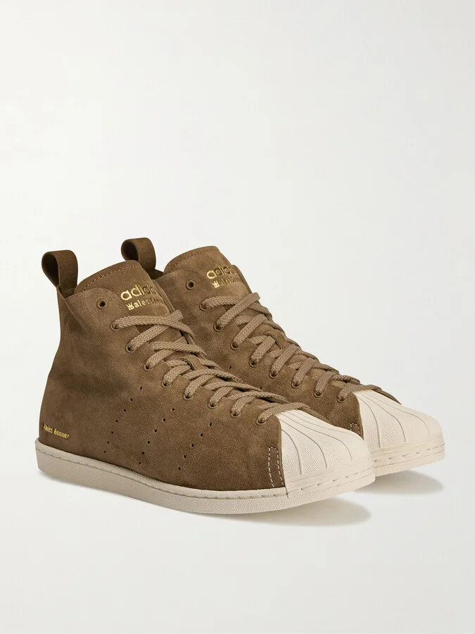 adidas Originals - + Wales Bonner Superstar Hi Perforated Suede Sneakers - Brown - Image 3