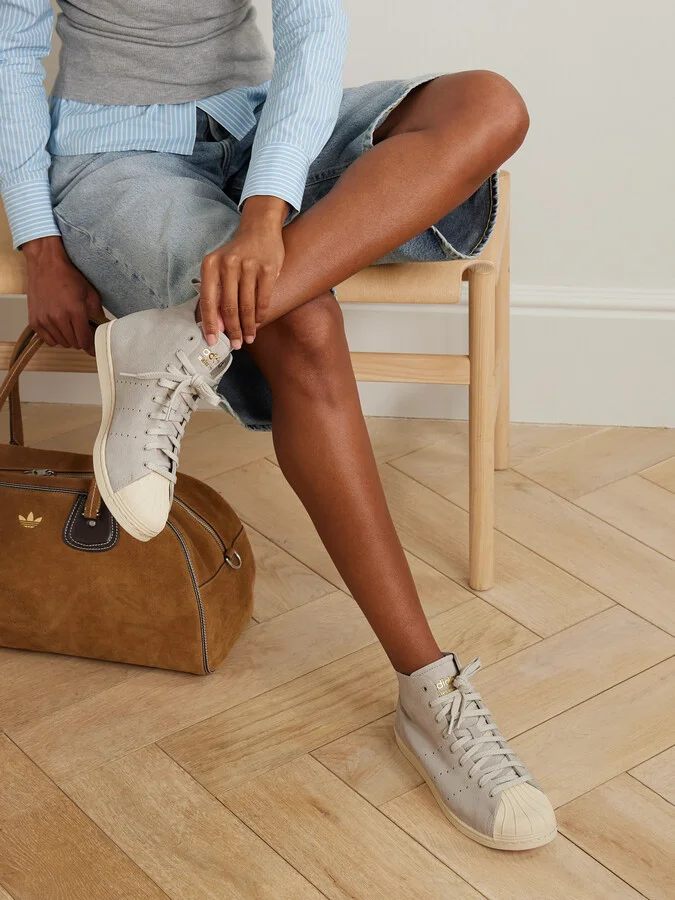 adidas Originals - + Wales Bonner Superstar Hi Perforated Suede Sneakers - Cream - Image 2