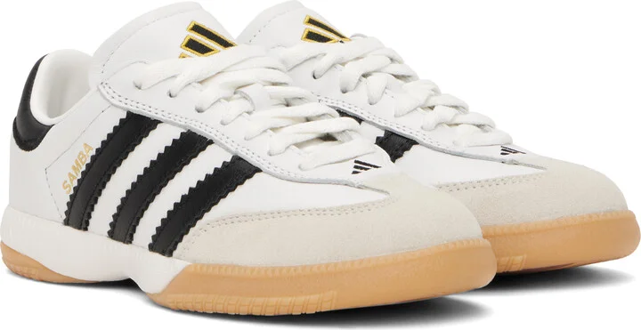 adidas Originals White & Black Samba MN Sneakers - Image 4