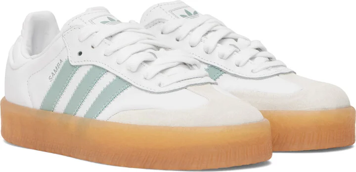 adidas Originals White & Blue Sambae Sneakers - Image 4