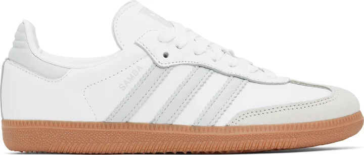adidas Originals White & Gray Samba OG Sneakers