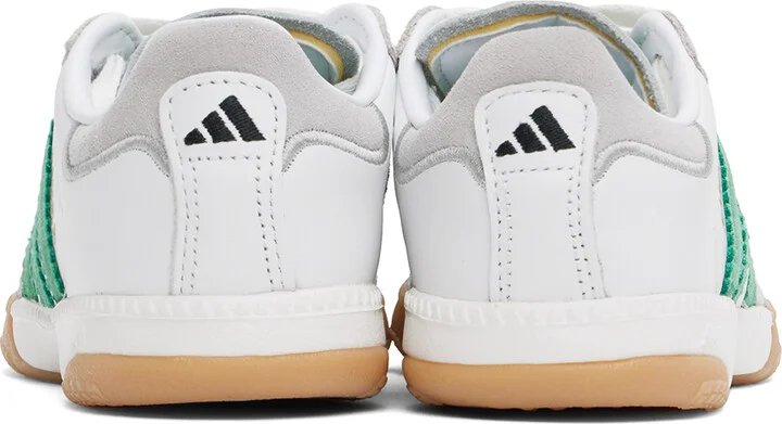 adidas Originals White & Green Samba MN Sneakers - Image 2