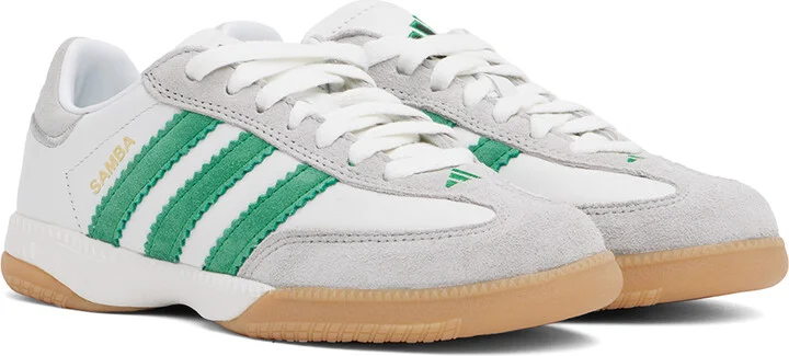 adidas Originals White & Green Samba MN Sneakers - Image 4