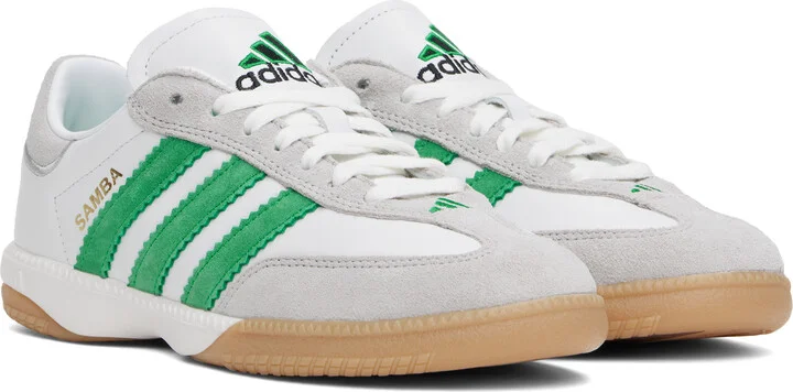 adidas Originals White & Green Samba MN Sneakers - Image 4