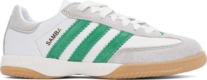adidas Originals White & Green Samba MN Sneakers
