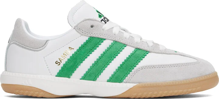 adidas Originals White & Green Samba MN Sneakers