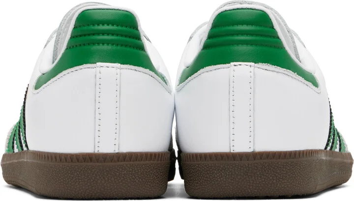 adidas Originals White & Green Samba OG Sneakers - Image 2